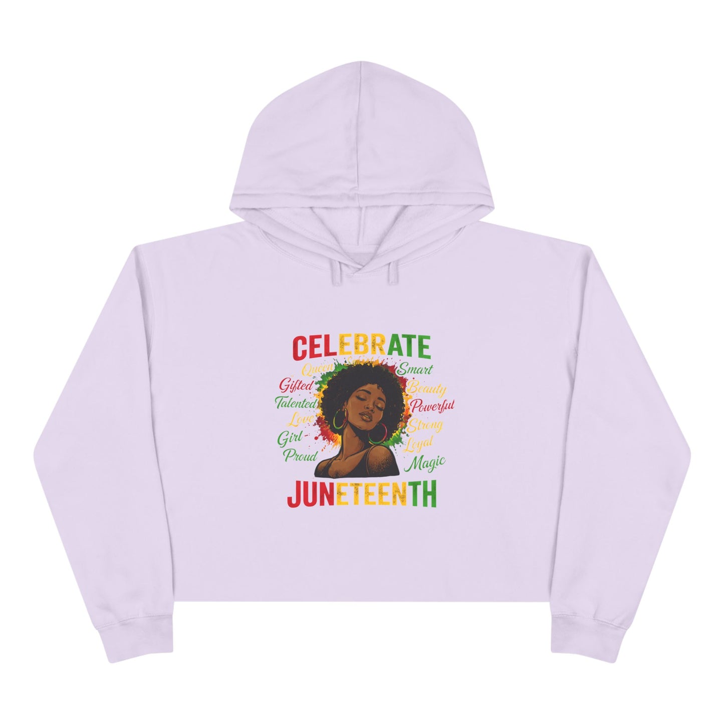 Juneteenth Celebrate Crop Hoodie — Black Heritage Afrocentric Graphic