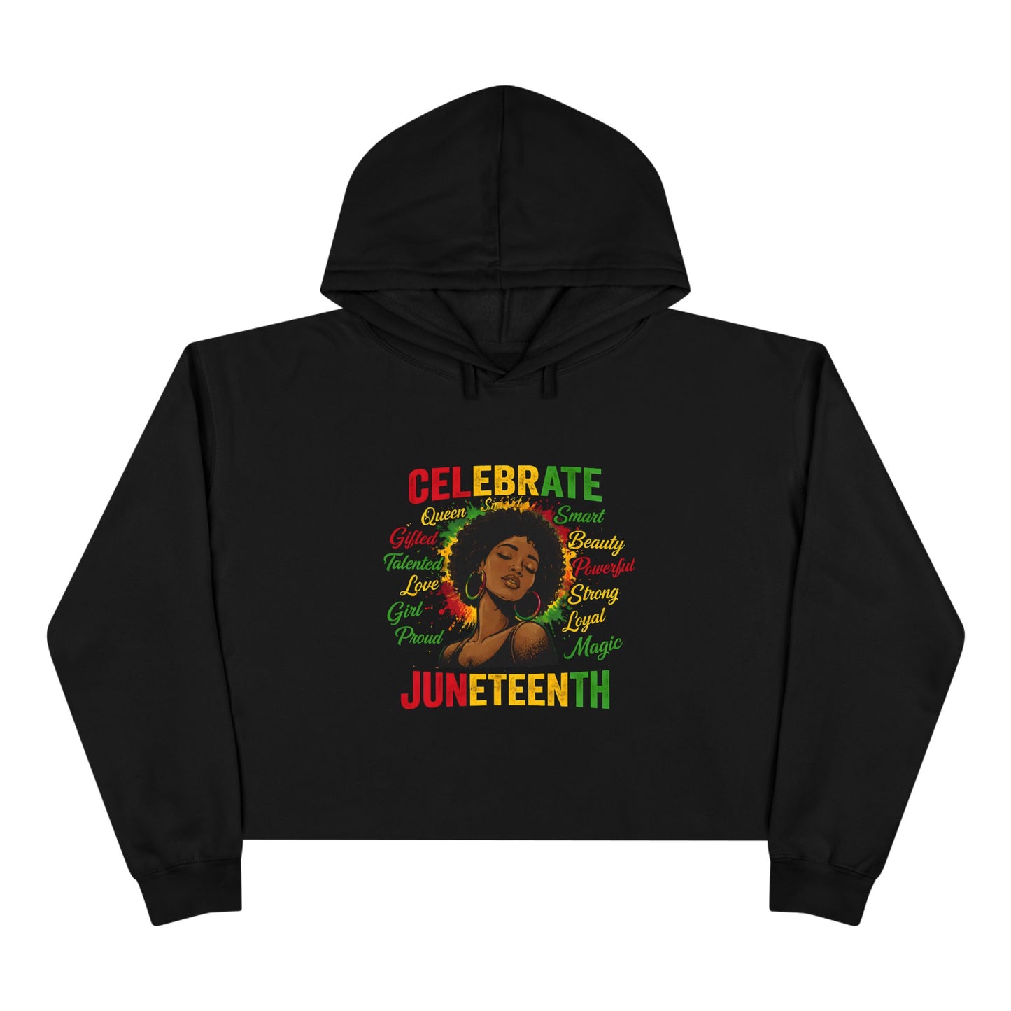 Juneteenth Celebrate Crop Hoodie — Black Heritage Afrocentric Graphic