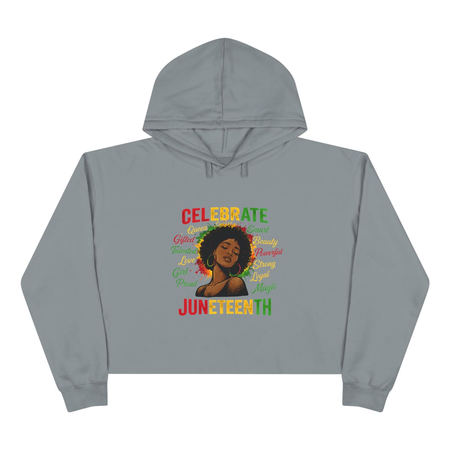 Juneteenth Celebrate Crop Hoodie — Black Heritage Afrocentric Graphic