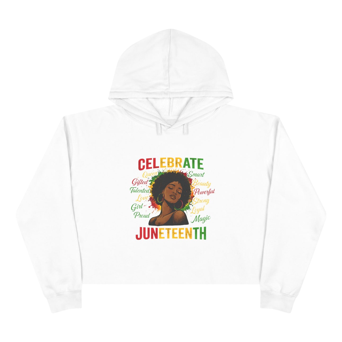 Juneteenth Celebrate Crop Hoodie — Black Heritage Afrocentric Graphic
