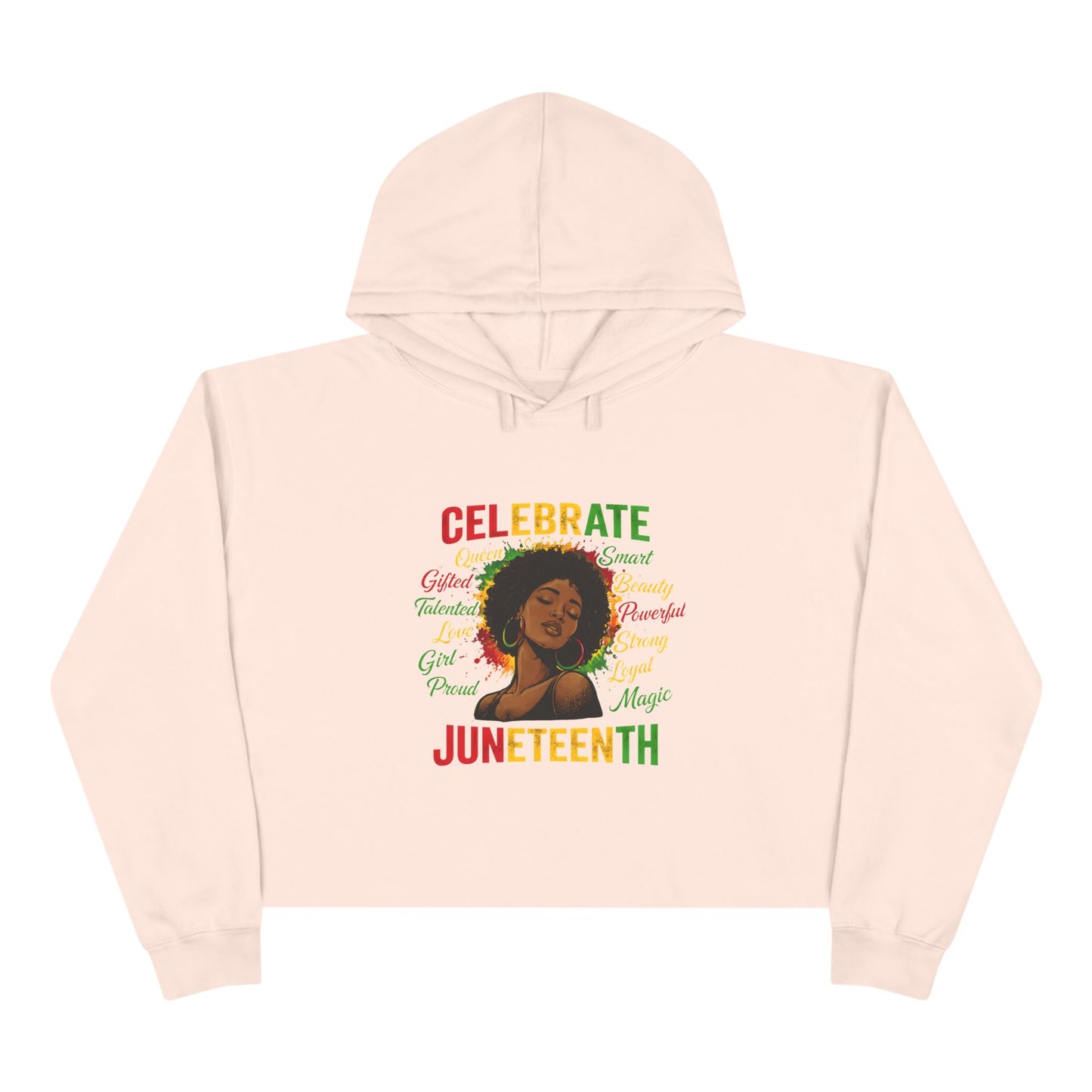 Juneteenth Celebrate Crop Hoodie — Black Heritage Afrocentric Graphic