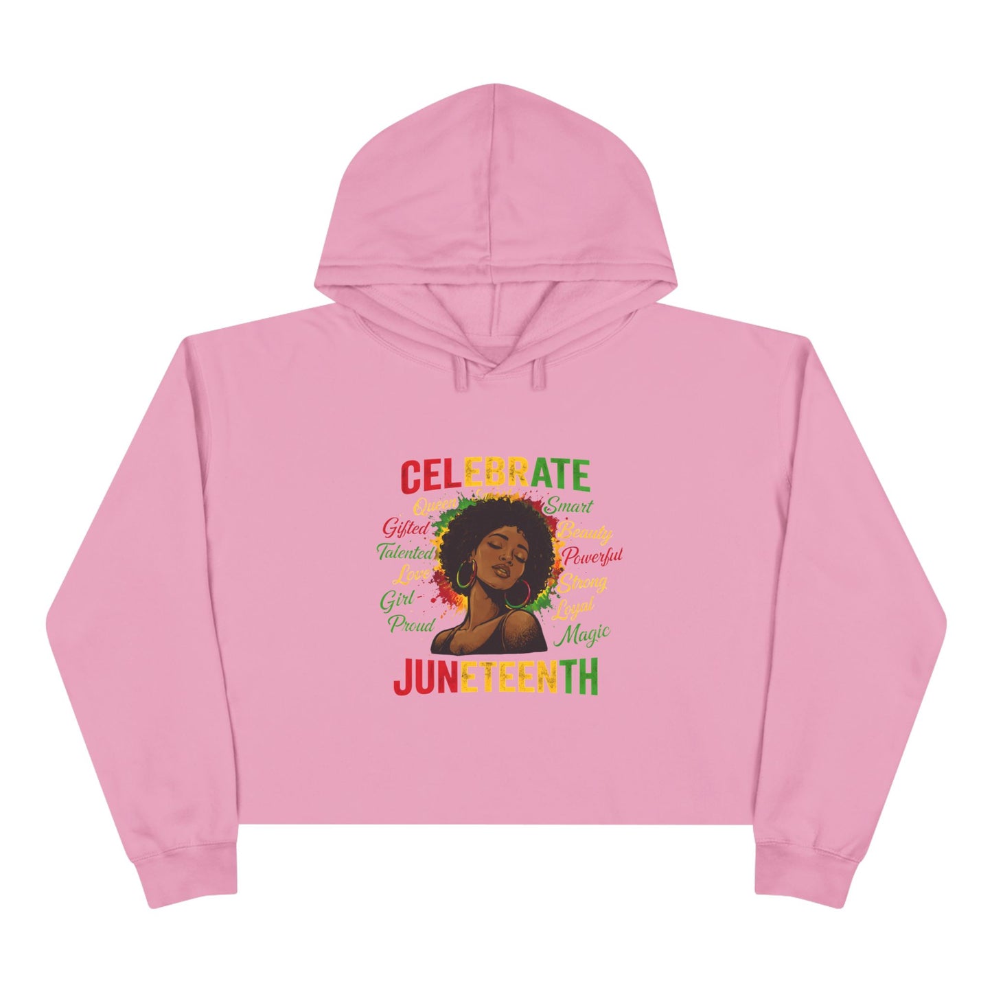 Juneteenth Celebrate Crop Hoodie — Black Heritage Afrocentric Graphic